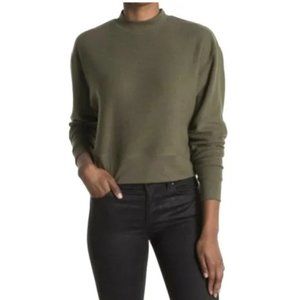 NWT Abound Brushed Knit Mock Neck Fleece Pullover in Olive Night Green Size XL